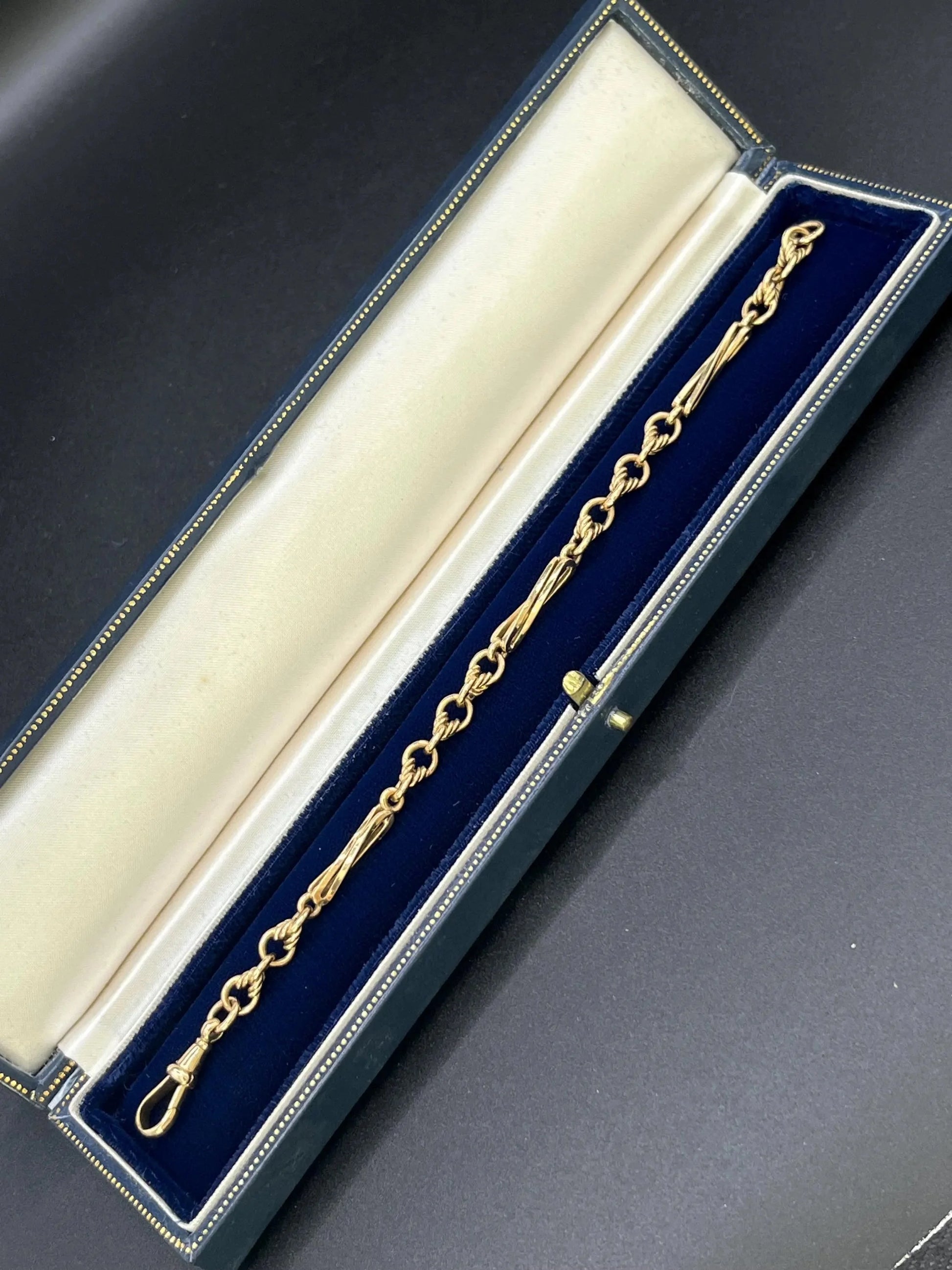 Antique 9 ct Yellow Gold Stamped, Edwardian Fancy Link Bracelet, With Swivel Clip Clasp