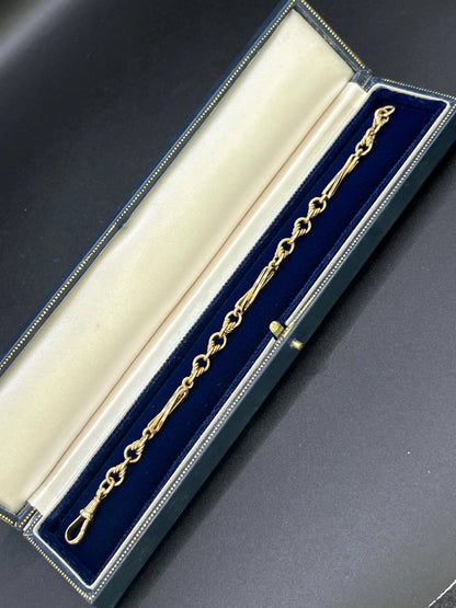 Antique 9 ct Yellow Gold Stamped, Edwardian Fancy Link Bracelet, With Swivel Clip Clasp