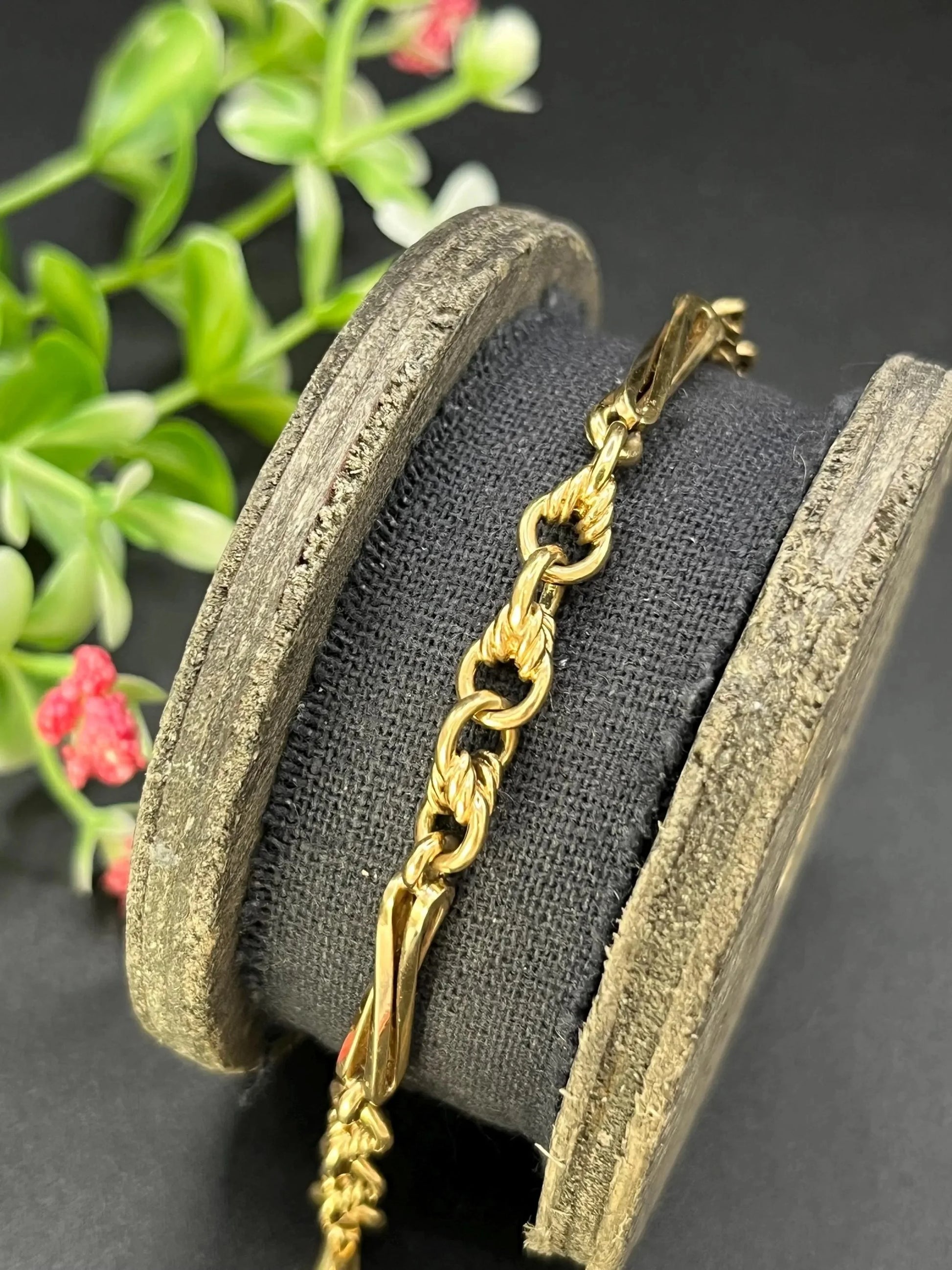 Antique 9 ct Yellow Gold Stamped, Edwardian Fancy Link Bracelet, With Swivel Clip Clasp