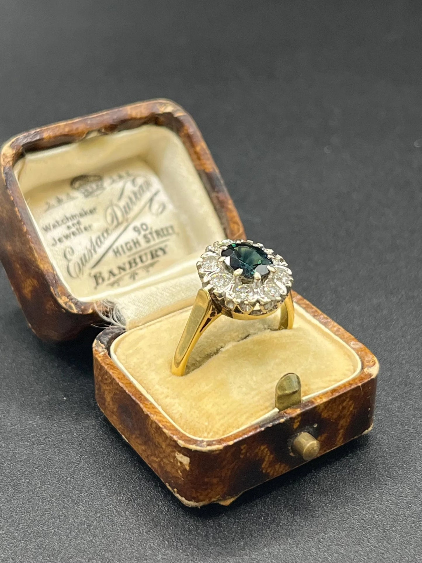 Vintage 18 Carat Gold Sapphire and Diamond Cluster Ring, Hallmarked London 1977