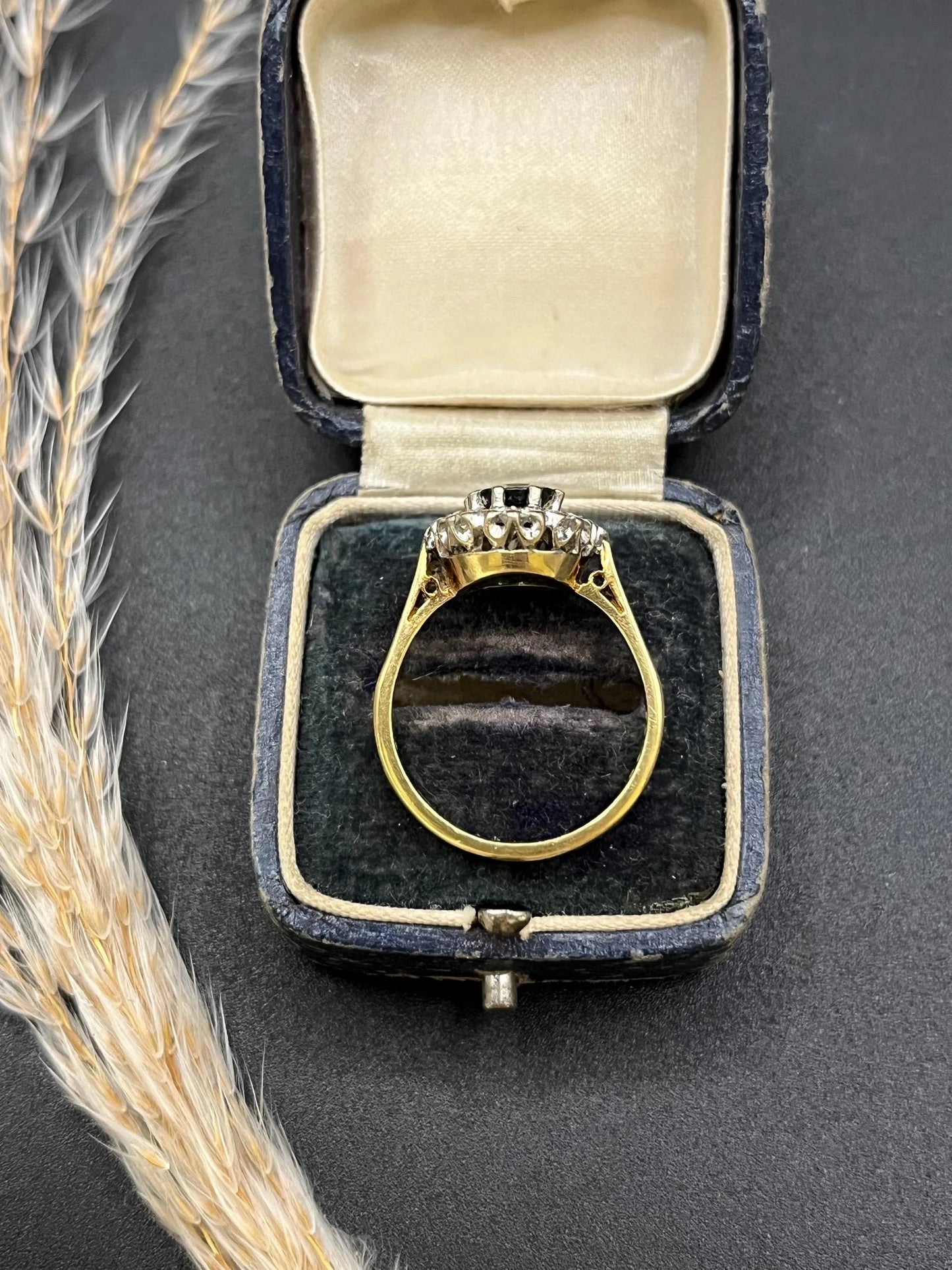 Vintage 18 Carat Gold Sapphire and Diamond Cluster Ring, Hallmarked London 1977