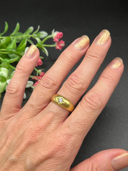Vintage 18ct Yellow Gold, Star Set Diamond Gypsy Band Ring, Circa 1960