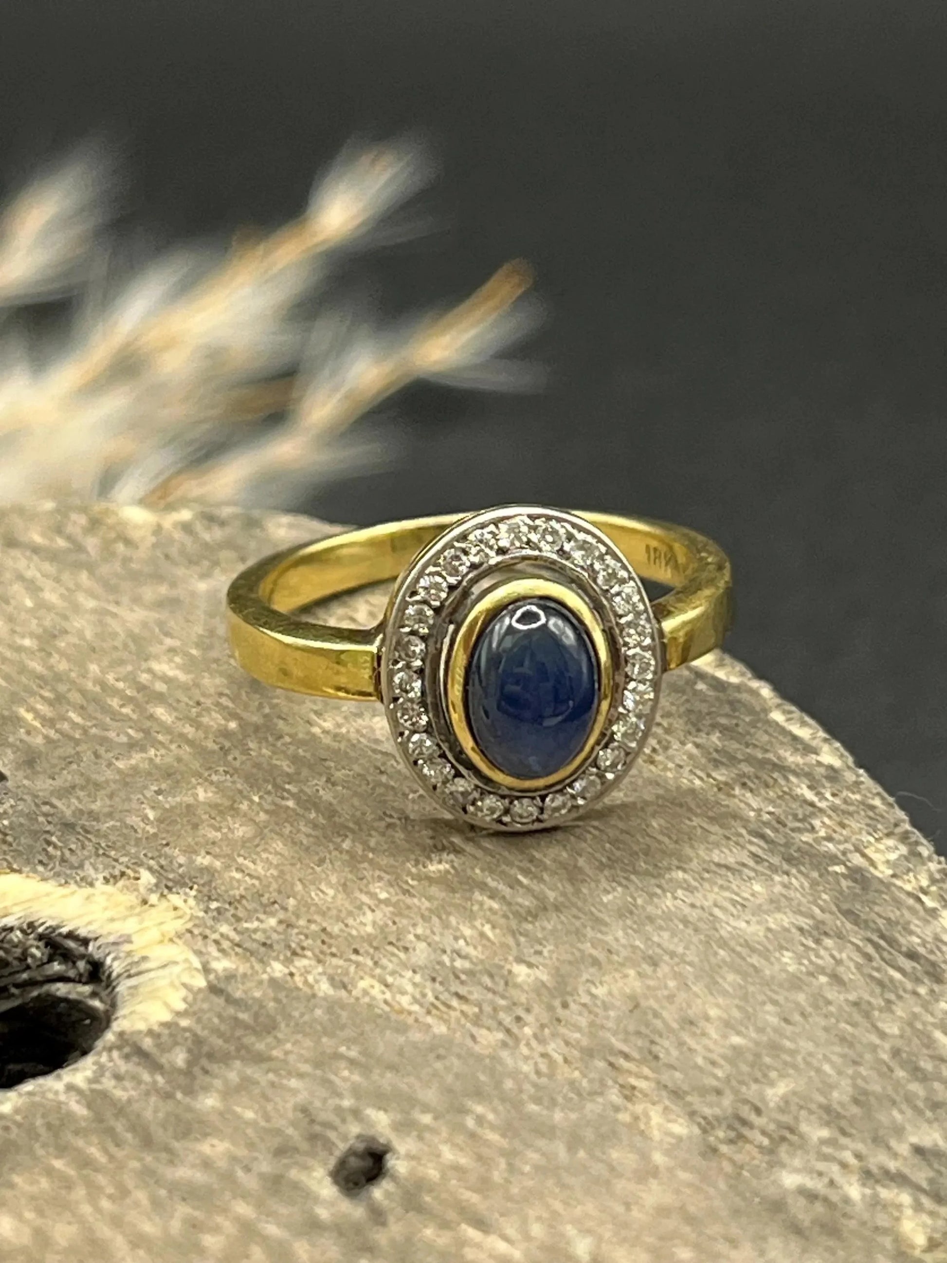 Art Deco 18 Carat Gold Sapphire And Diamond Cluster Ring