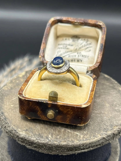 Art Deco 18 Carat Gold Sapphire And Diamond Cluster Ring