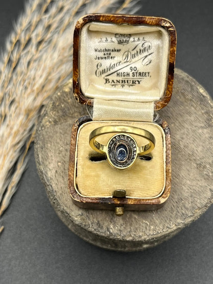 Art Deco 18 Carat Gold Sapphire And Diamond Cluster Ring