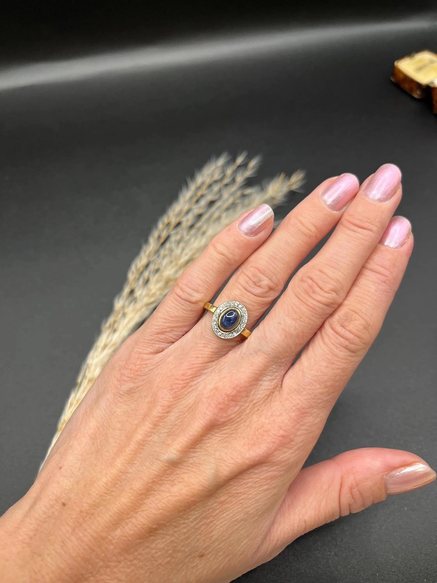 Art Deco 18 Carat Gold Sapphire And Diamond Cluster Ring