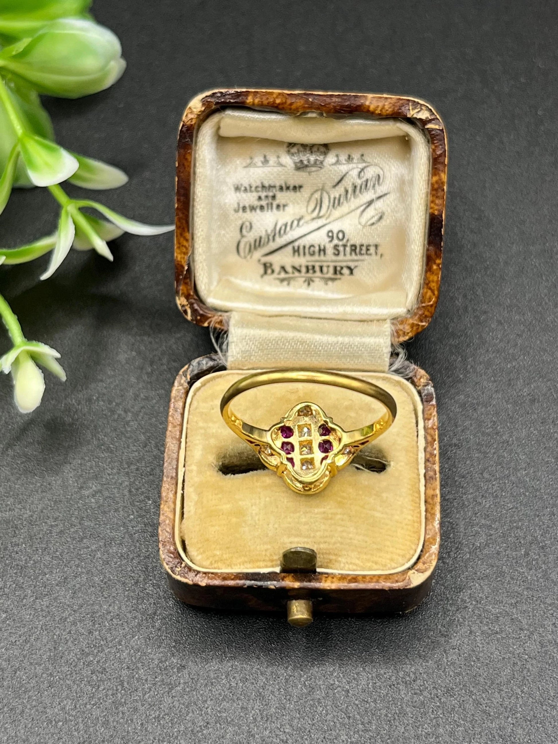 Antique Art Deco 18ct Gold Ruby & Diamond Ring, Circa 1920