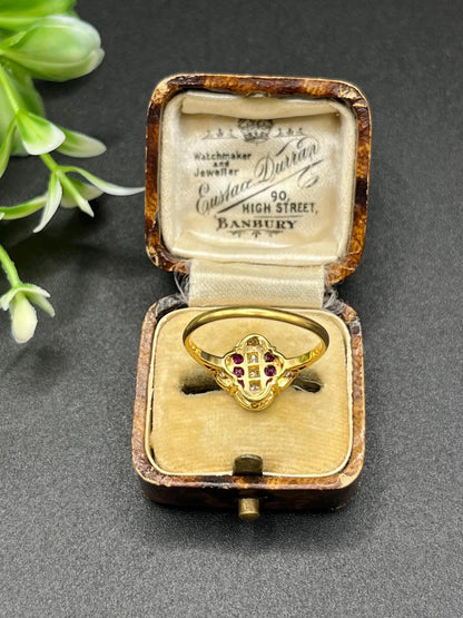 Antique Art Deco 18ct Gold Ruby & Diamond Ring, Circa 1920