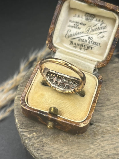 Victorian 18 Carat Gold Old Cut Diamond Boat Shaped Ring, Circa 1880
