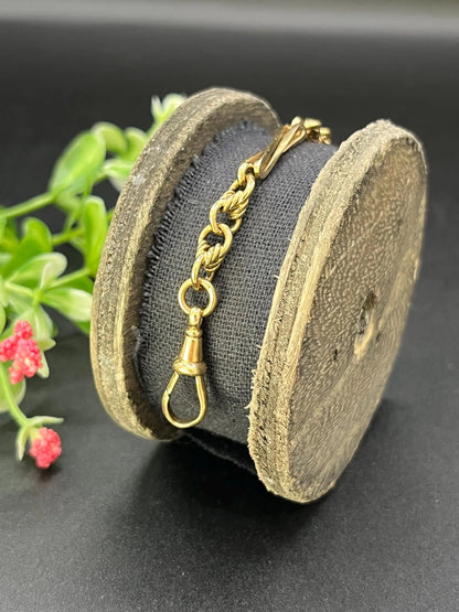 Antique 9 ct Yellow Gold Stamped, Edwardian Fancy Link Bracelet, With Swivel Clip Clasp
