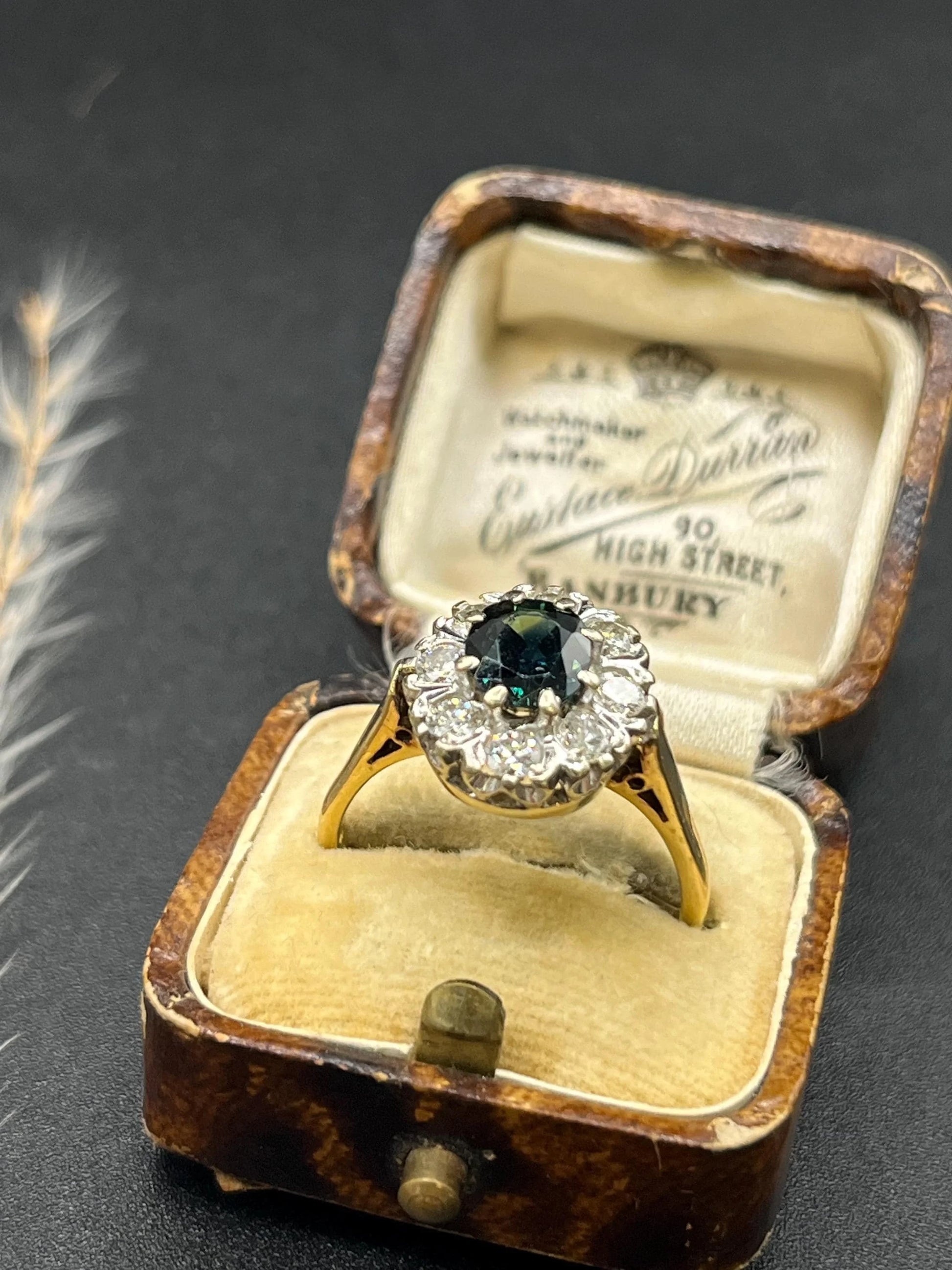 Vintage 18 Carat Gold Sapphire and Diamond Cluster Ring, Hallmarked London 1977