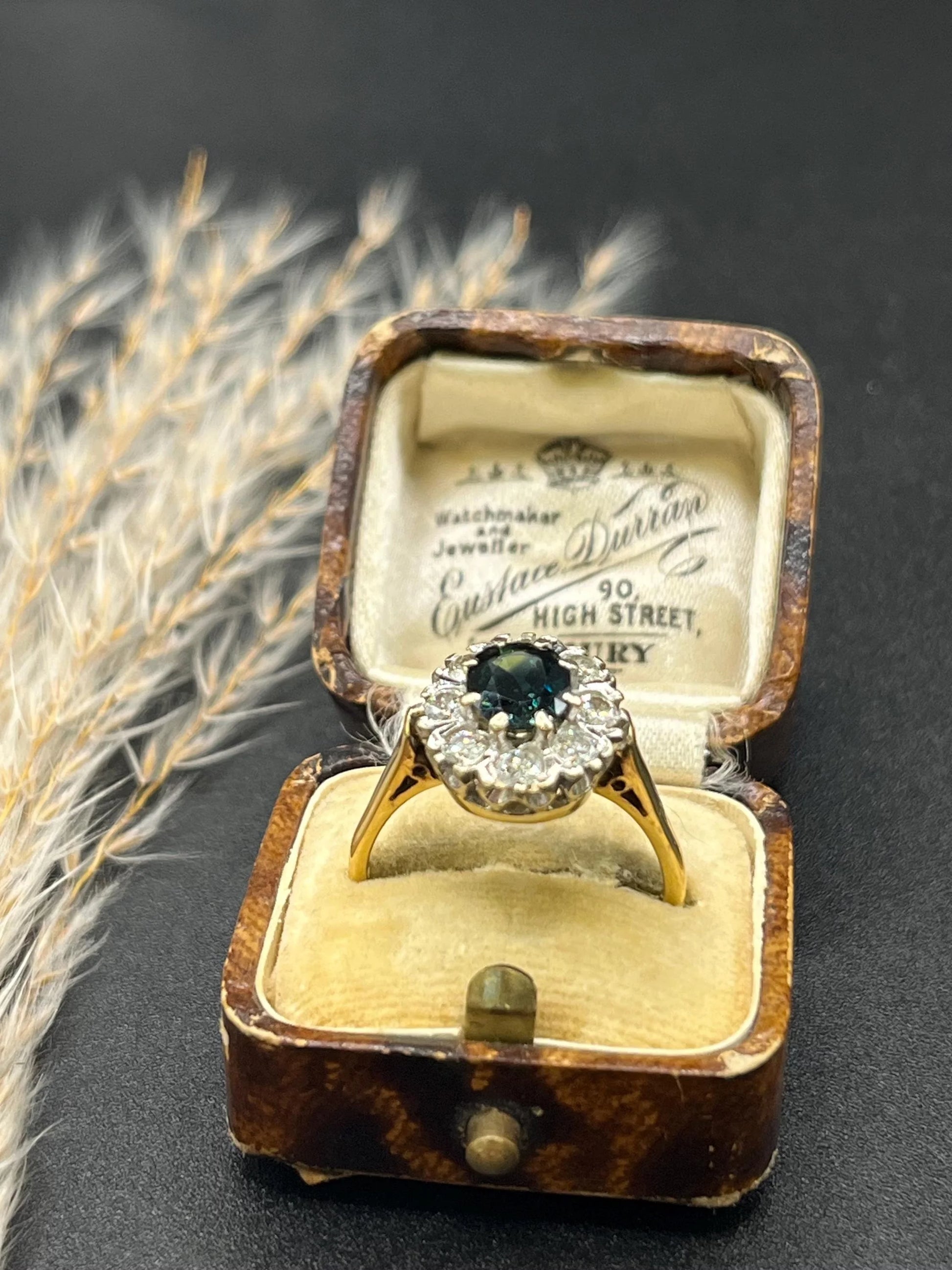 Vintage 18 Carat Gold Sapphire and Diamond Cluster Ring, Hallmarked London 1977