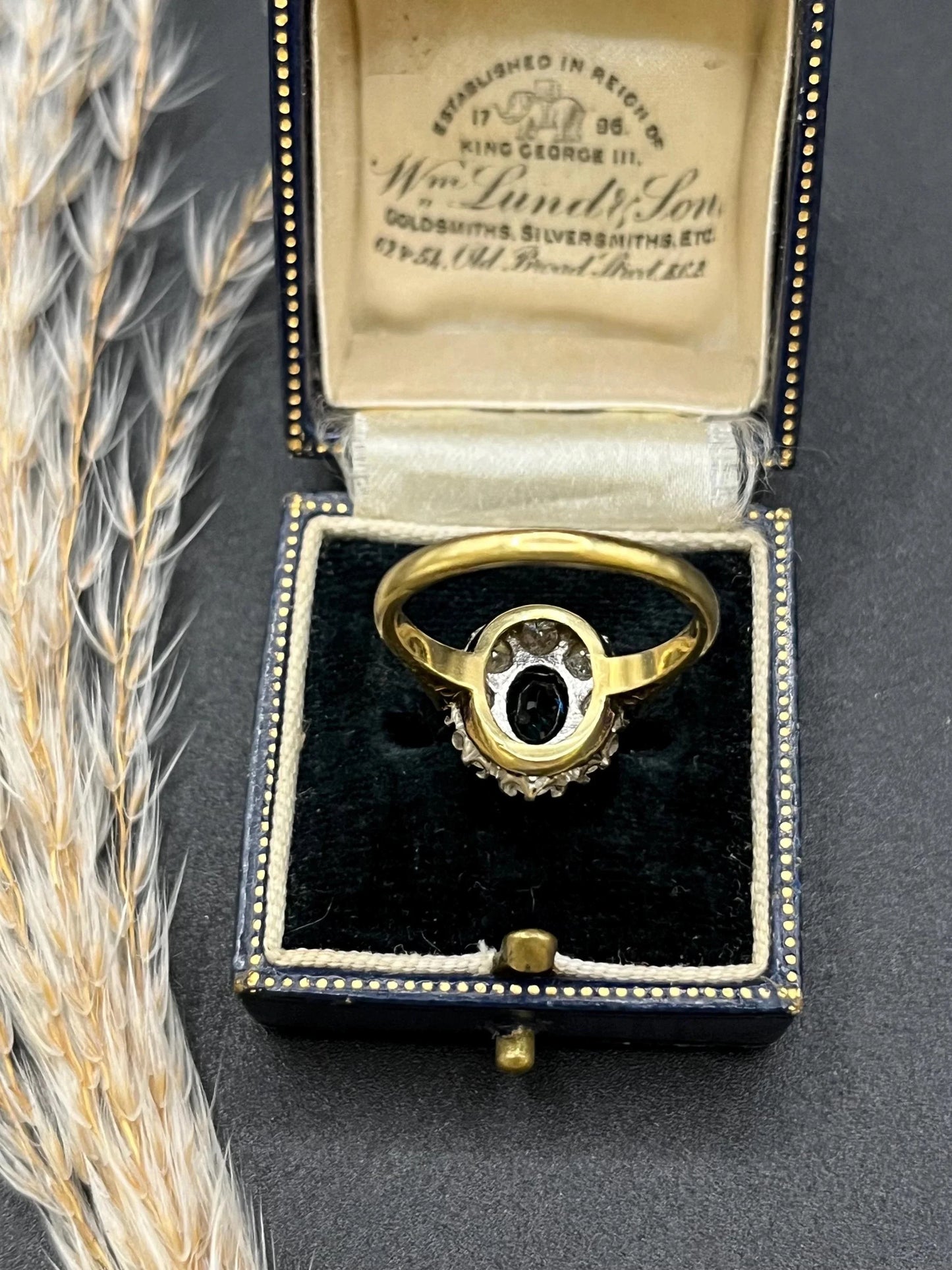 Vintage 18 Carat Gold Sapphire and Diamond Cluster Ring, Hallmarked London 1977