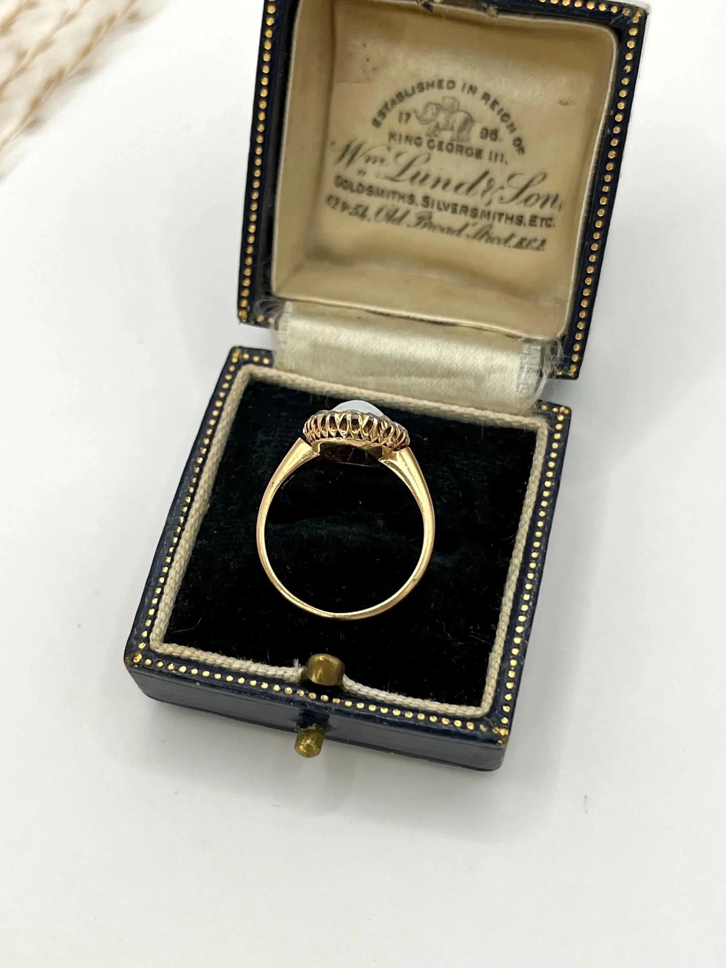 Antique 14ct Yellow Gold Stamped, Edwardian Opal & Diamond Oval Shaped Cluster Ring