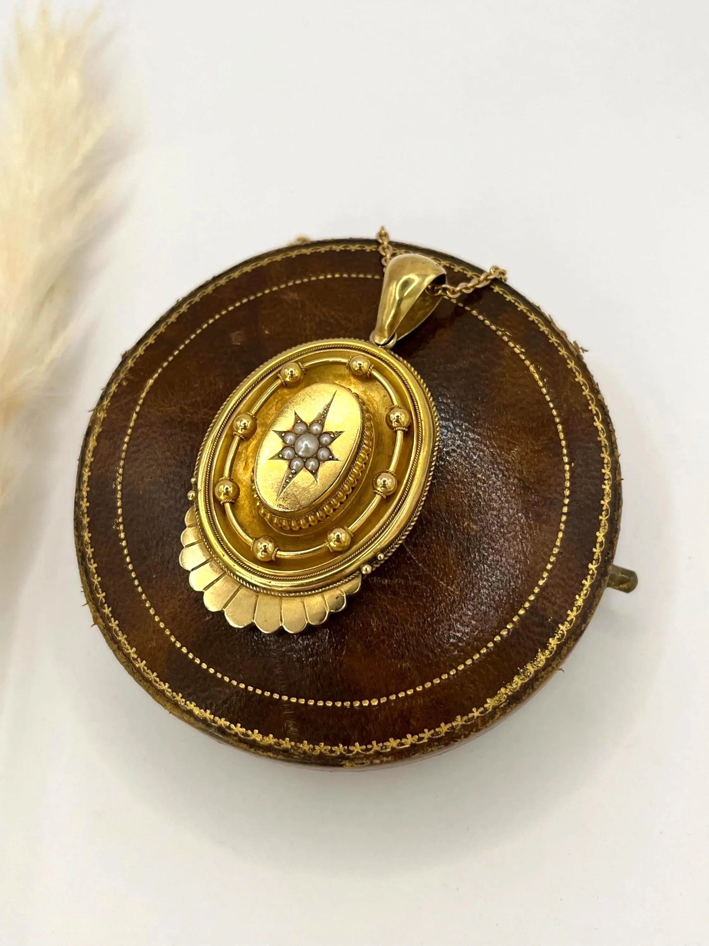 Antique 15 Carat Yellow Gold And Seed Pearl, Victorian Ornate Pendant
