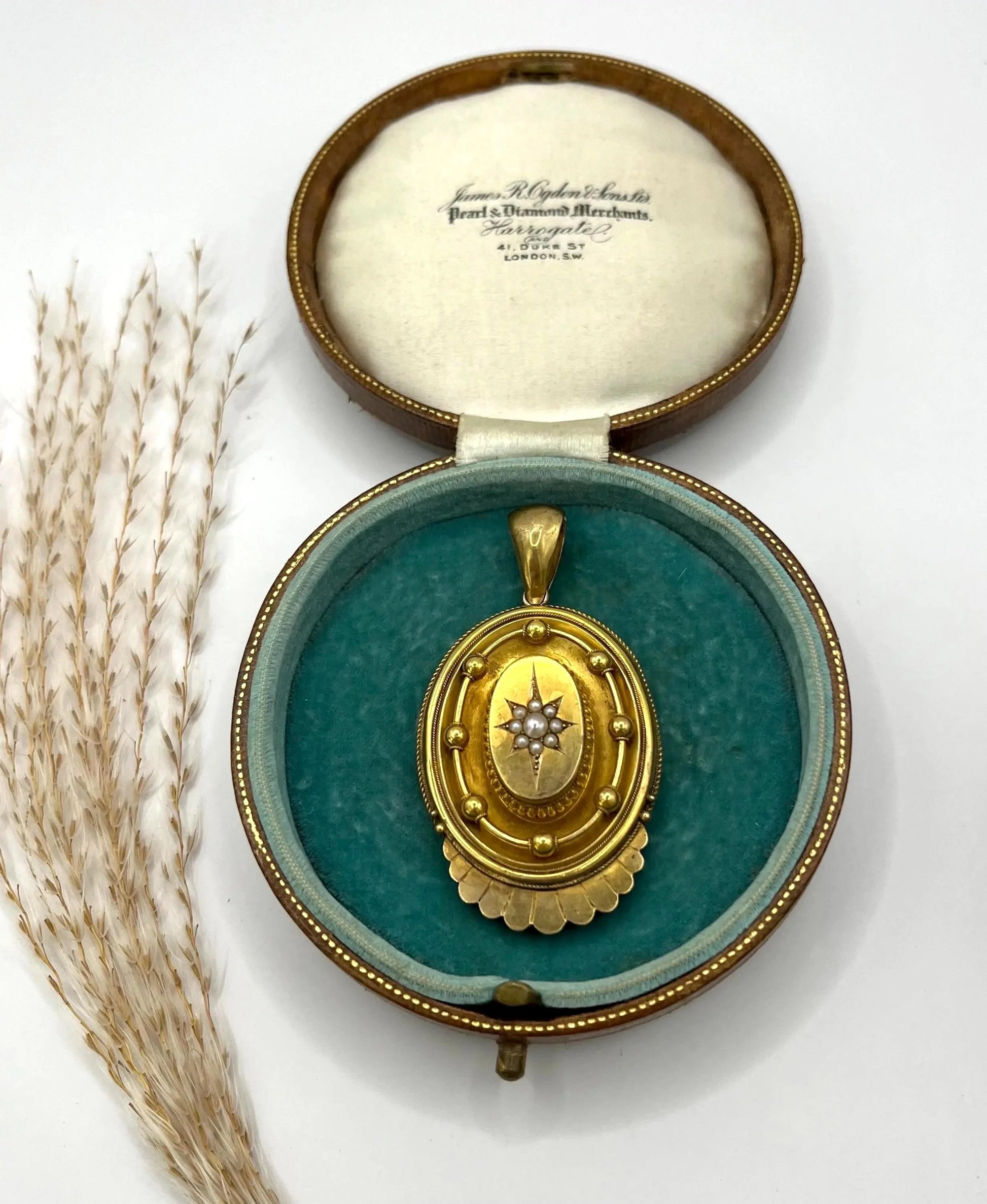 Antique 15 Carat Yellow Gold And Seed Pearl, Victorian Ornate Pendant