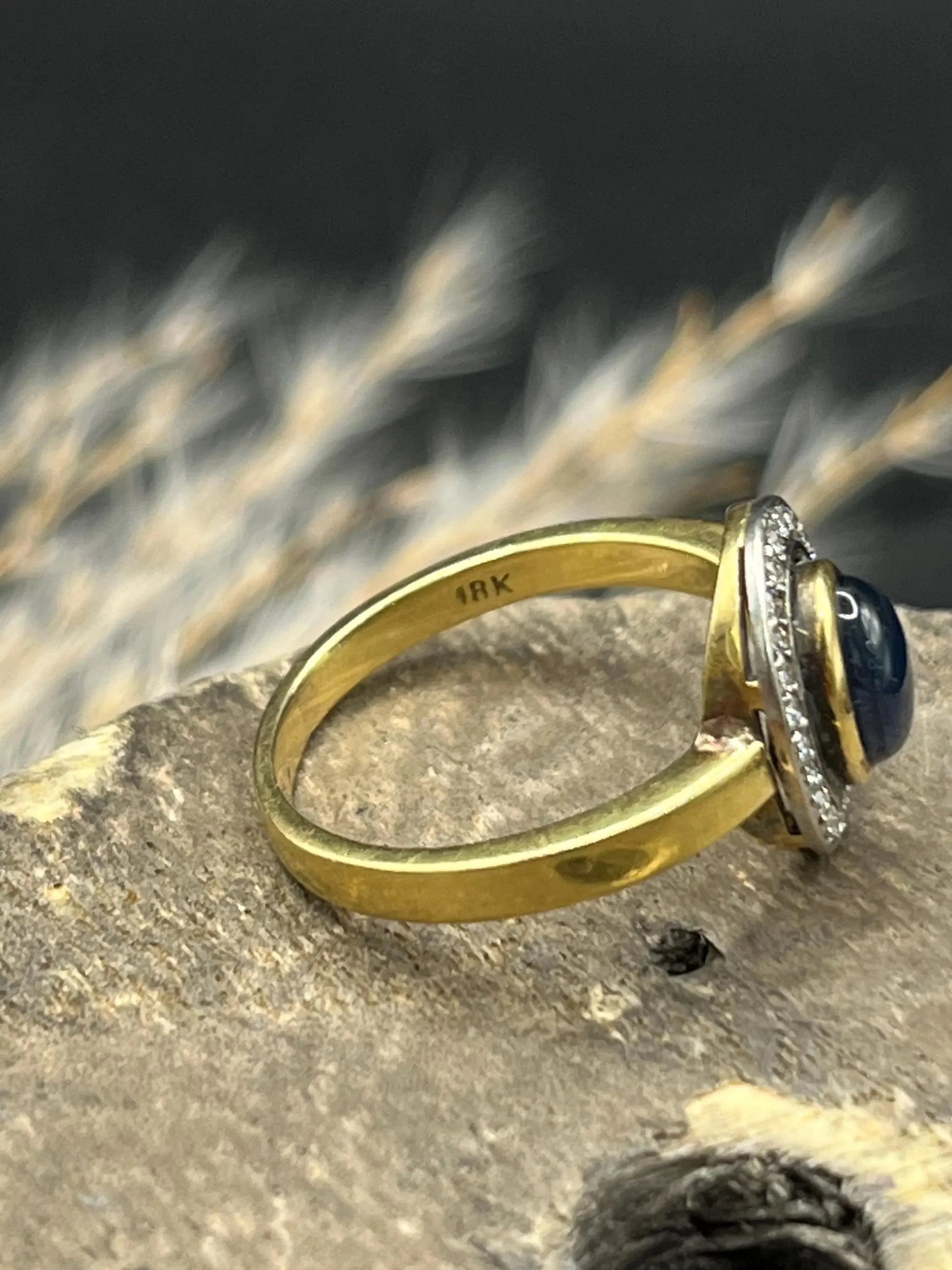 Art Deco 18 Carat Gold Sapphire And Diamond Cluster Ring