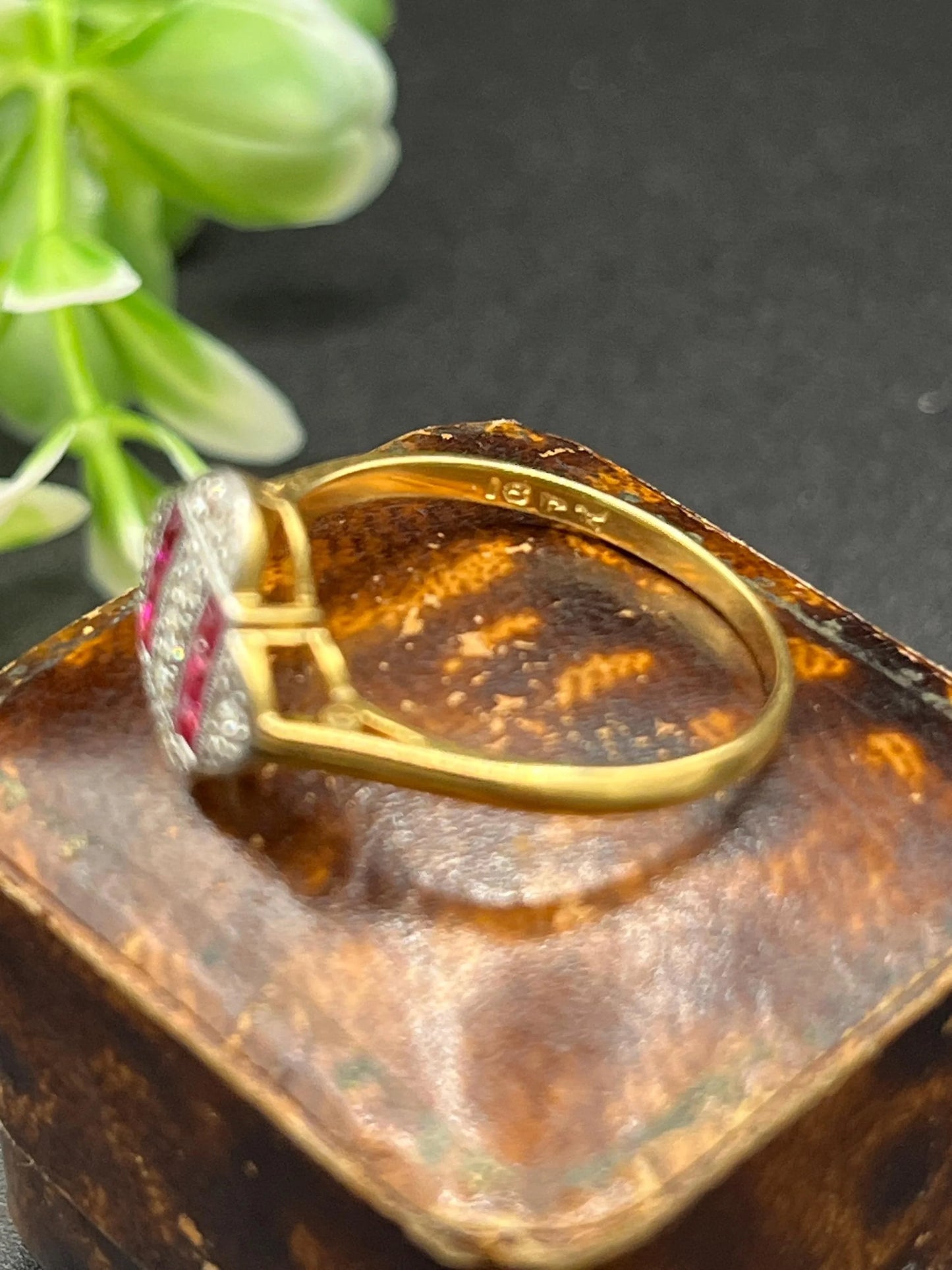 Antique Art Deco 18ct Gold Ruby & Diamond Ring, Circa 1920
