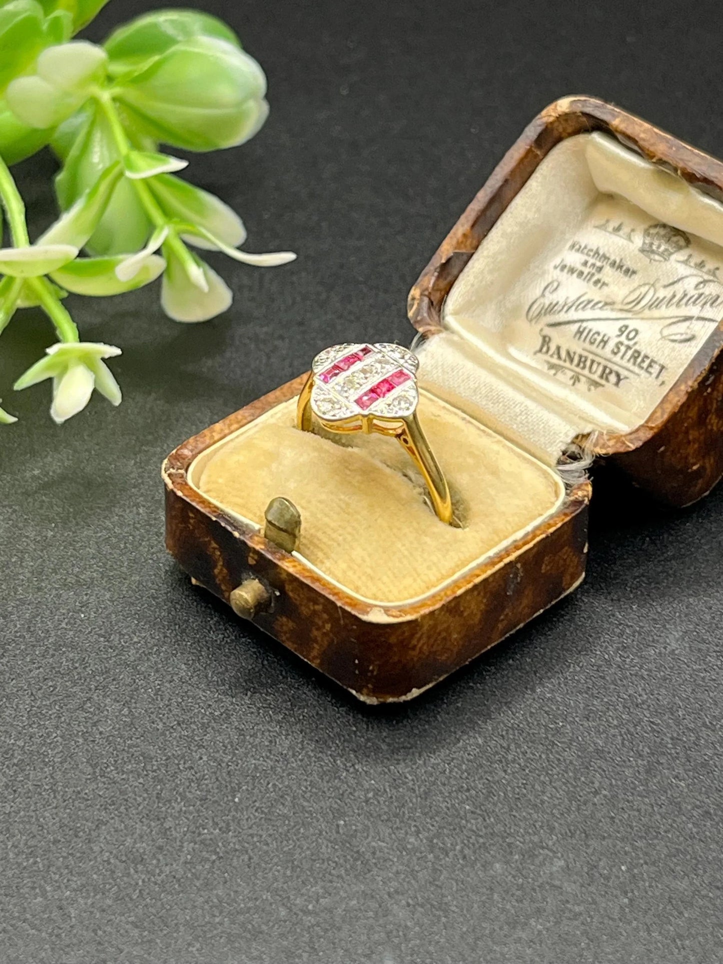 Antique Art Deco 18ct Gold Ruby & Diamond Ring, Circa 1920