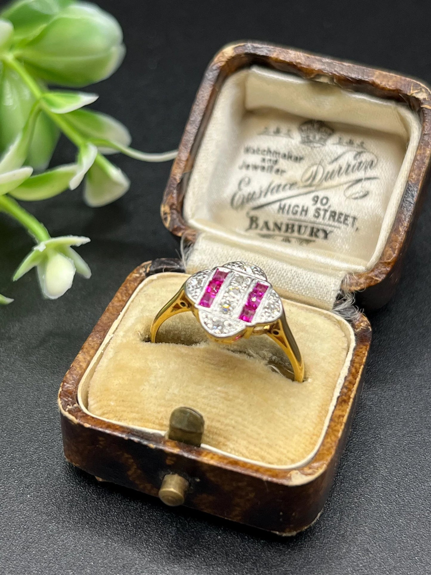 Antique Art Deco 18ct Gold Ruby & Diamond Ring, Circa 1920