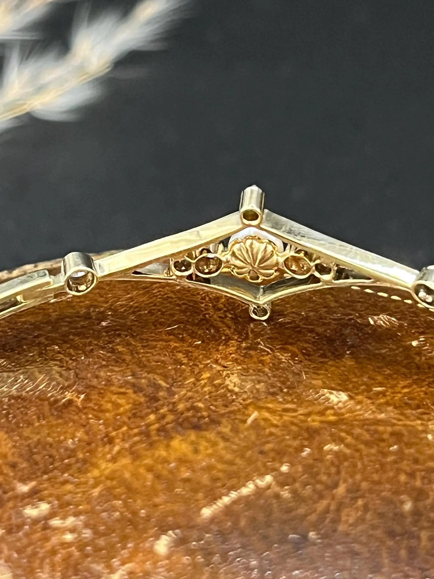 Art Deco 18 Carat Yellow Gold, Platinum, Diamond and Pearl Bracelet, Circa 1920