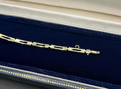 Art Deco 18 Carat Yellow Gold, Platinum, Diamond and Pearl Bracelet, Circa 1920