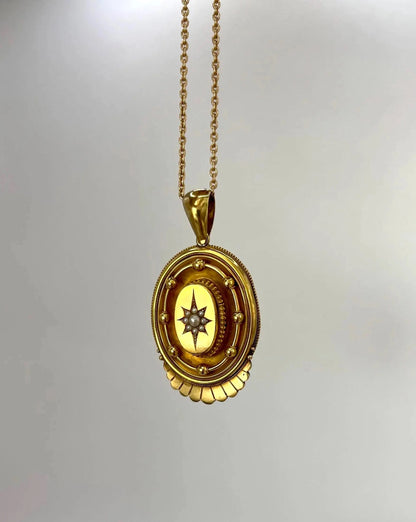 Antique 15 Carat Yellow Gold And Seed Pearl, Victorian Ornate Pendant