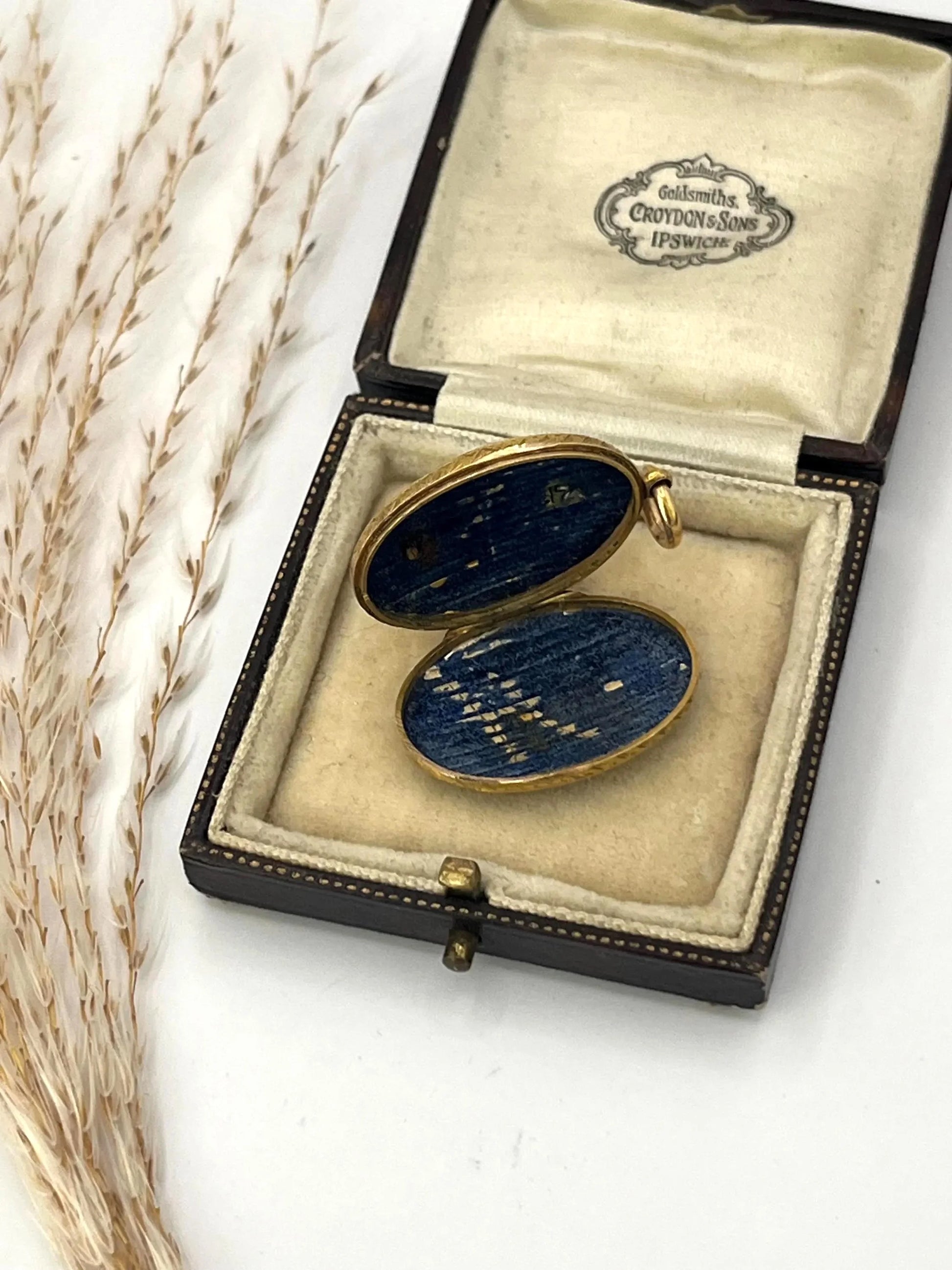 Antique 15ct Gold Locket: Victorian Seed Pearl Cross, Black Enamel, Circa 1880