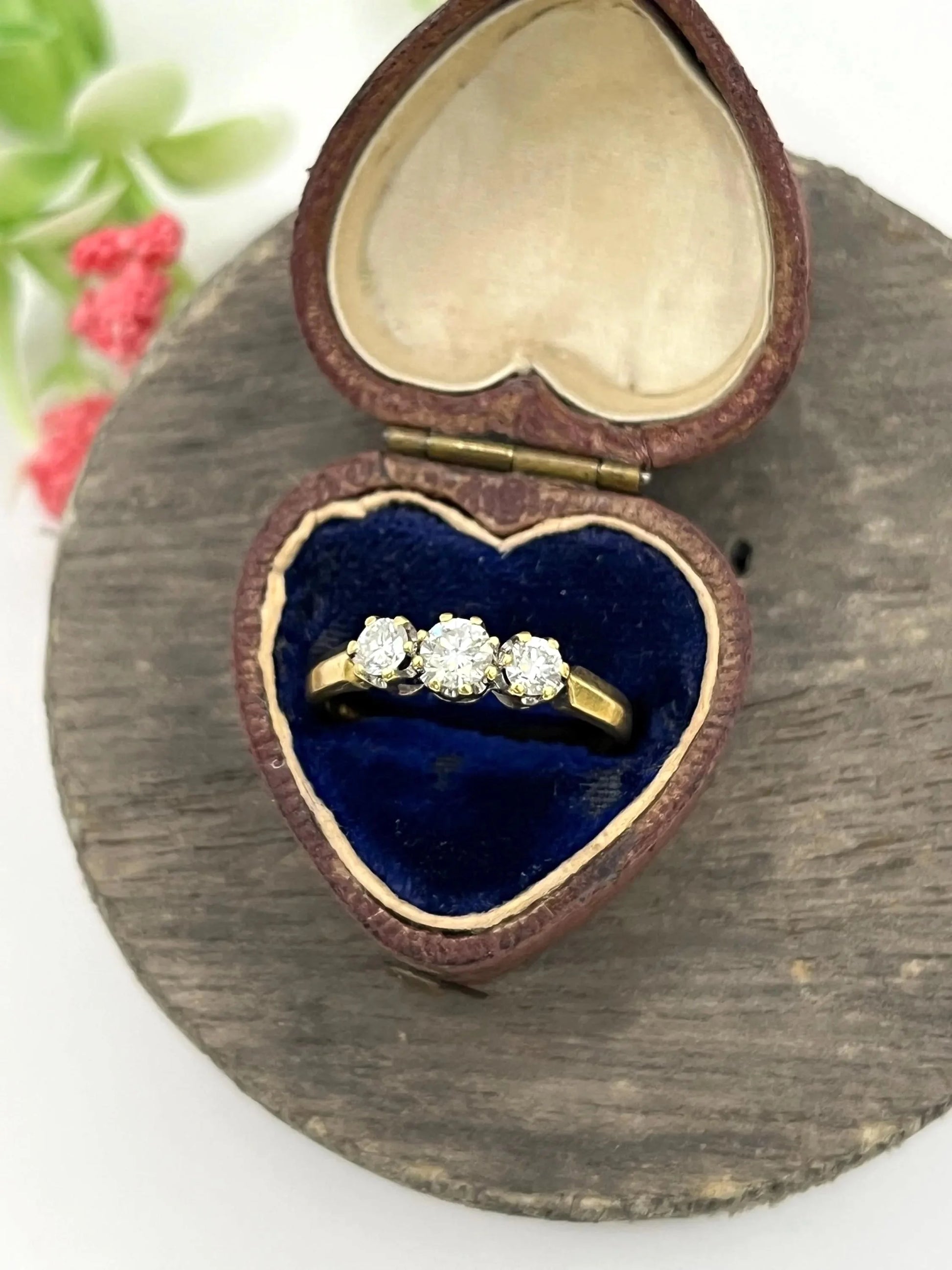 Vintage 18 Carat Gold Diamond Three Stone Engagement Ring