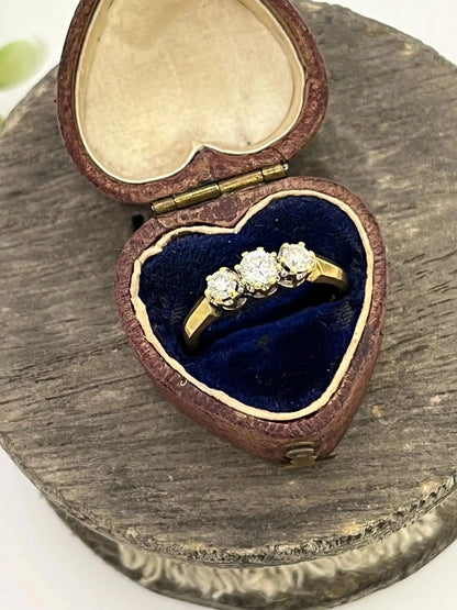 Vintage 18 Carat Gold Diamond Three Stone Engagement Ring