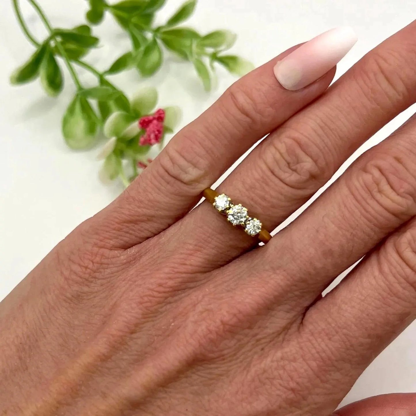 Vintage 18 Carat Gold Diamond Three Stone Engagement Ring
