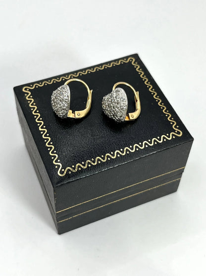 18 Carat White Gold Diamond Heart Shaped Earrings, 1.00 Carat