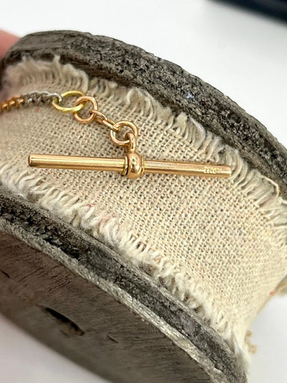 Antique 18 Carat Yellow Gold and Platinum Curb Link Bracelet with T-Bar, Circa 1910