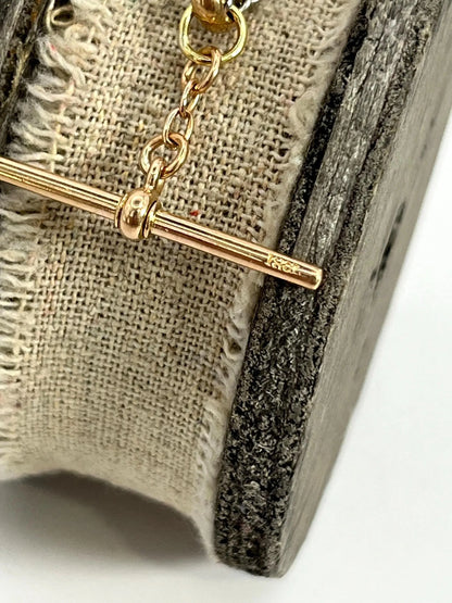 Antique 18 Carat Yellow Gold and Platinum Curb Link Bracelet with T-Bar, Circa 1910