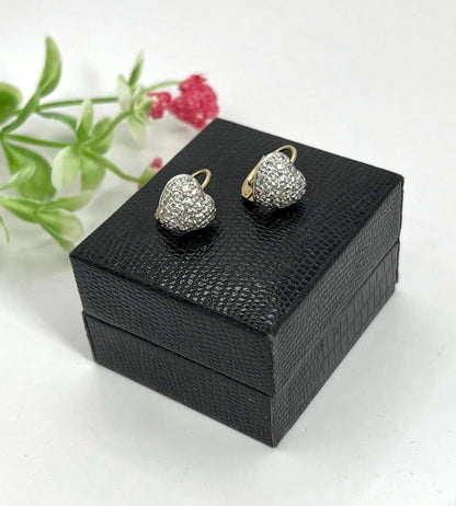 18 Carat White Gold Diamond Heart Shaped Earrings, 1.00 Carat