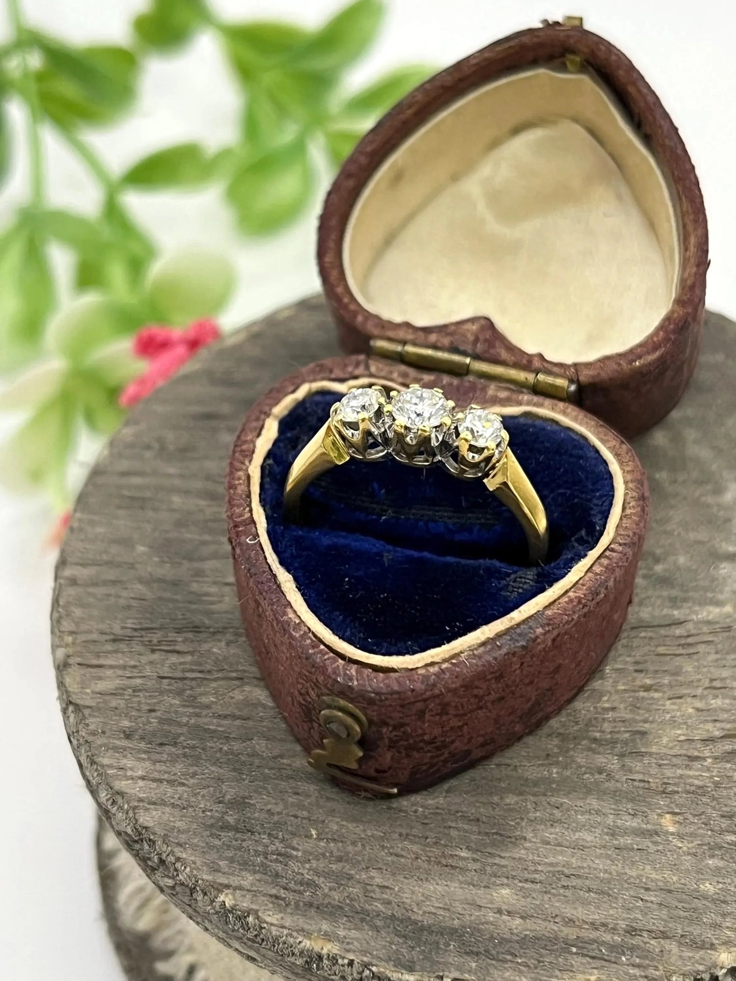 Vintage 18 Carat Gold Diamond Three Stone Engagement Ring