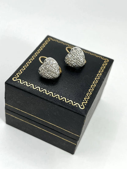 18 Carat White Gold Diamond Heart Shaped Earrings, 1.00 Carat