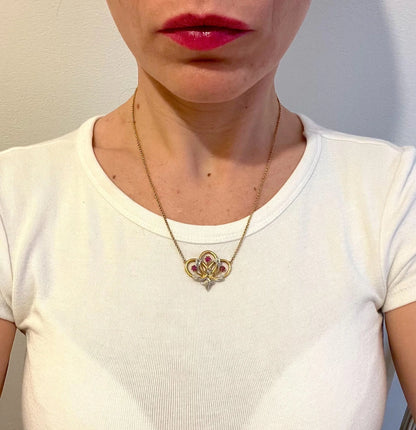 Antique Ruby Diamond and 18ct Gold Necklace , Circa 1900
