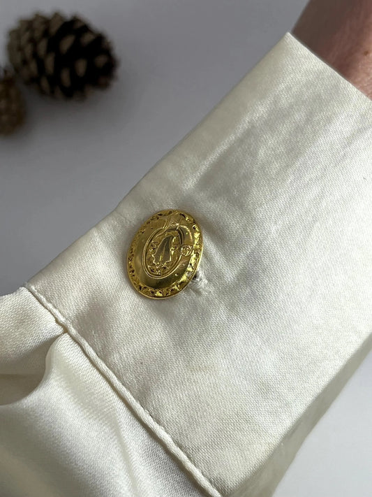 Antique 18 Carat Yellow Gold Edwardian Hand Engraved Cufflinks