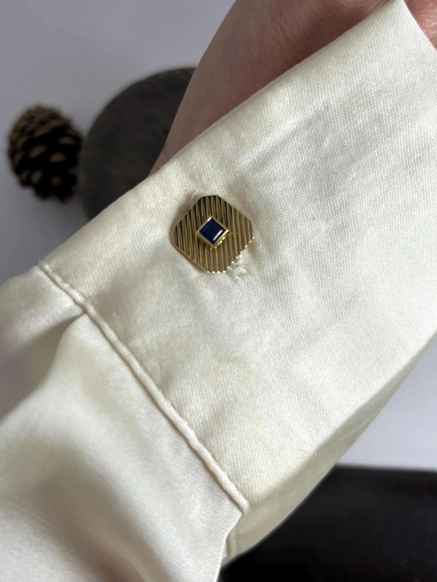 Art Deco 18 Carat Yellow Gold Sapphire Cufflinks, Circa 1920