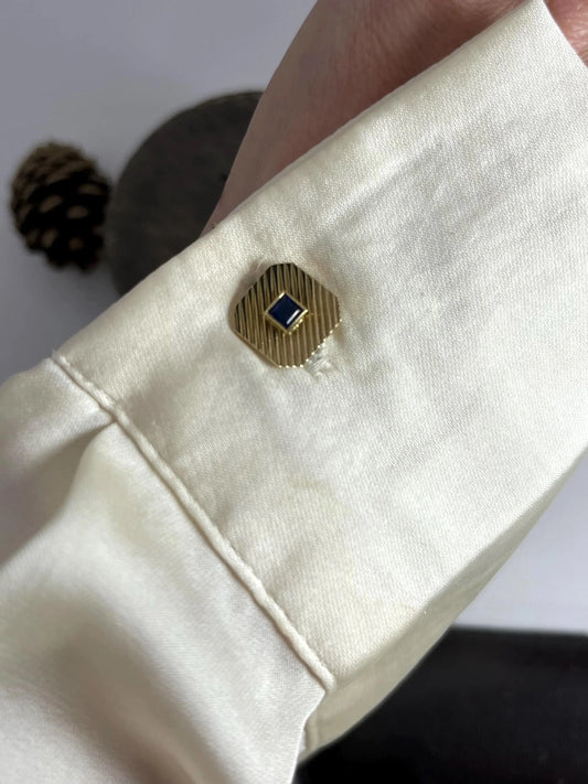 Art Deco 18 Carat Yellow Gold Sapphire Cufflinks, Circa 1920