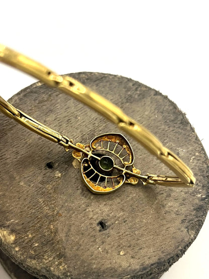 Antique 15 Carat Gold Peridot and Pearl Extendable Link Bracelet, Circa 1910