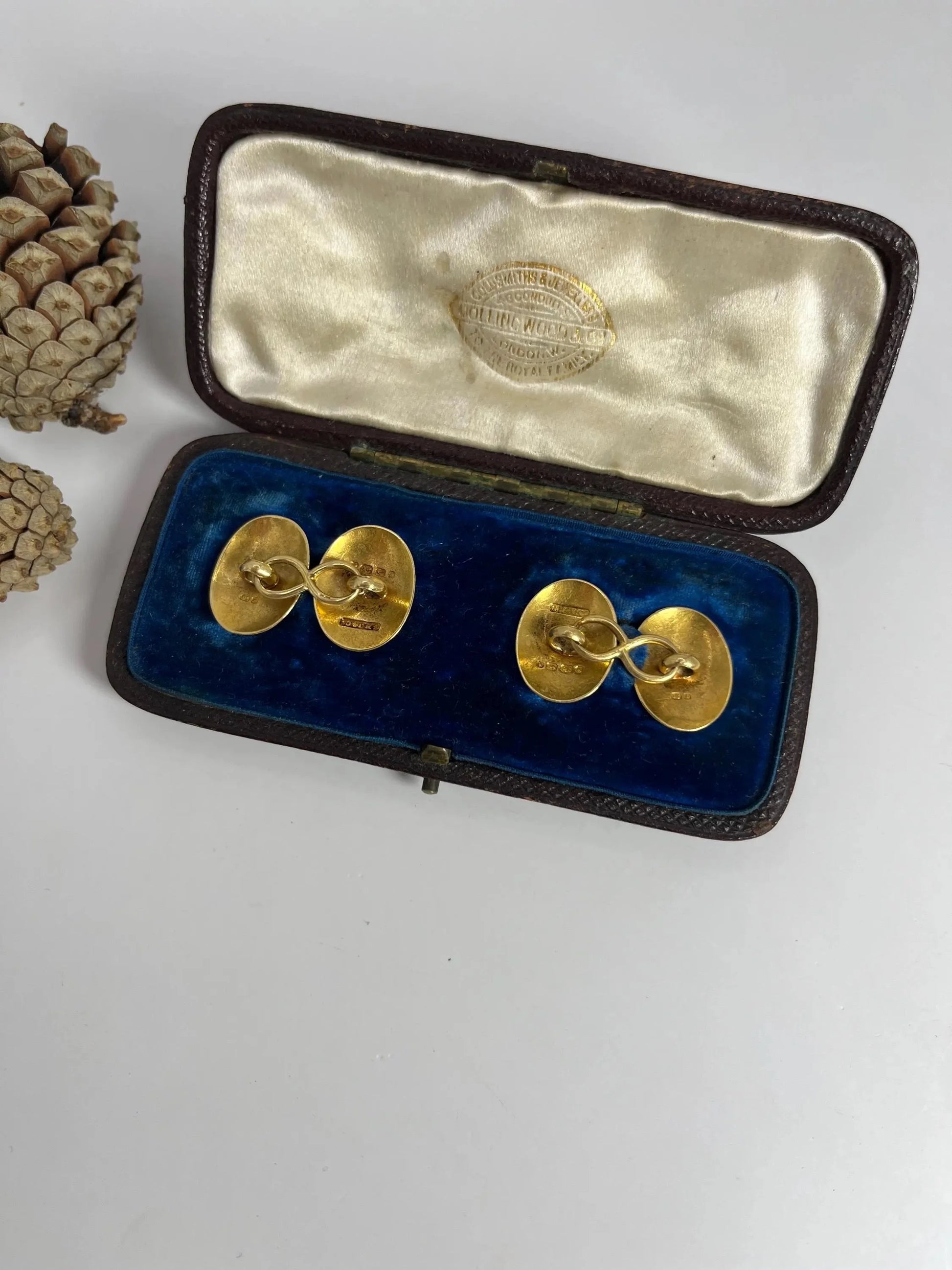 Antique 18 Carat Yellow Gold Edwardian Hand Engraved Cufflinks