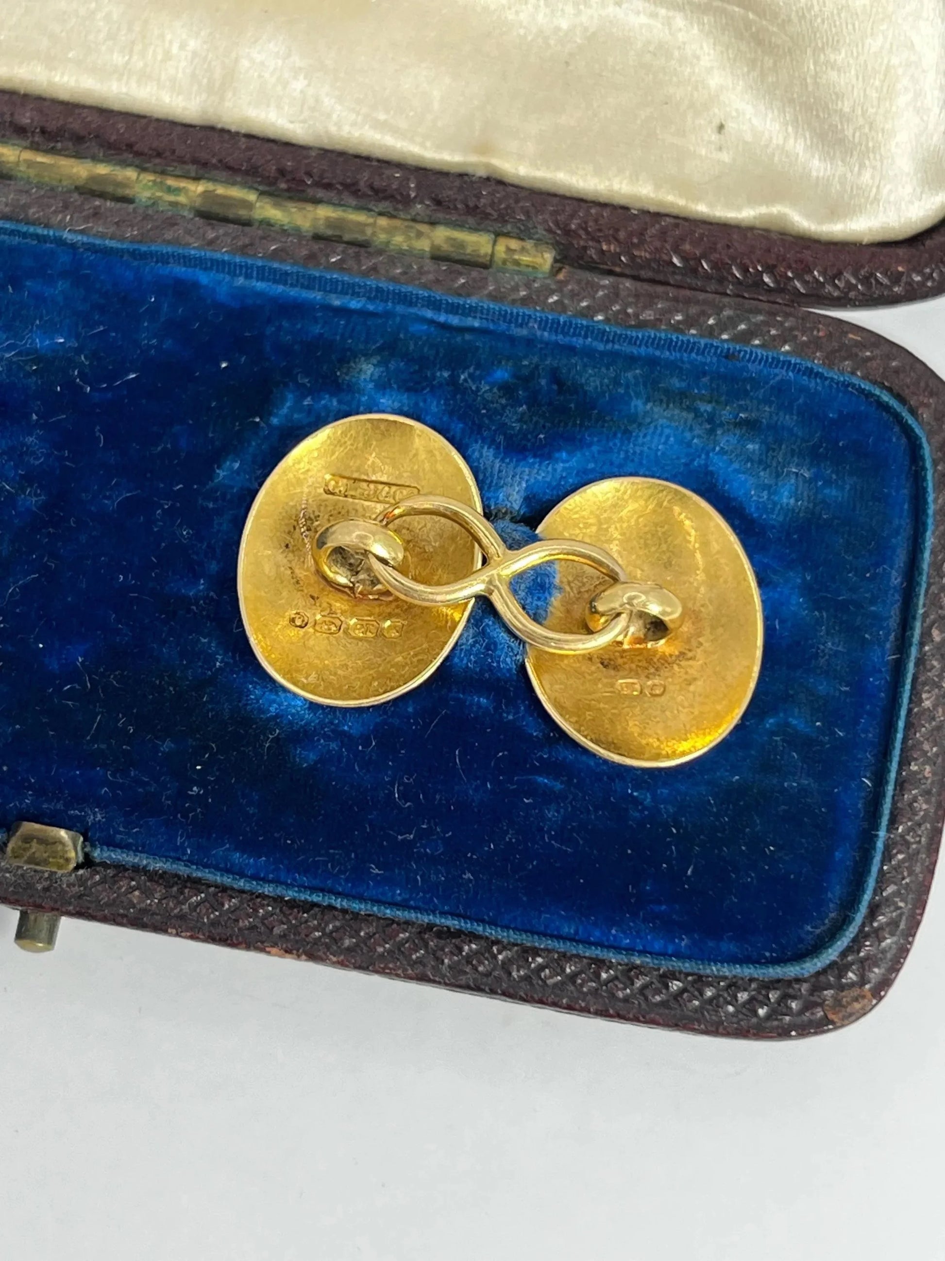 Antique 18 Carat Yellow Gold Edwardian Hand Engraved Cufflinks