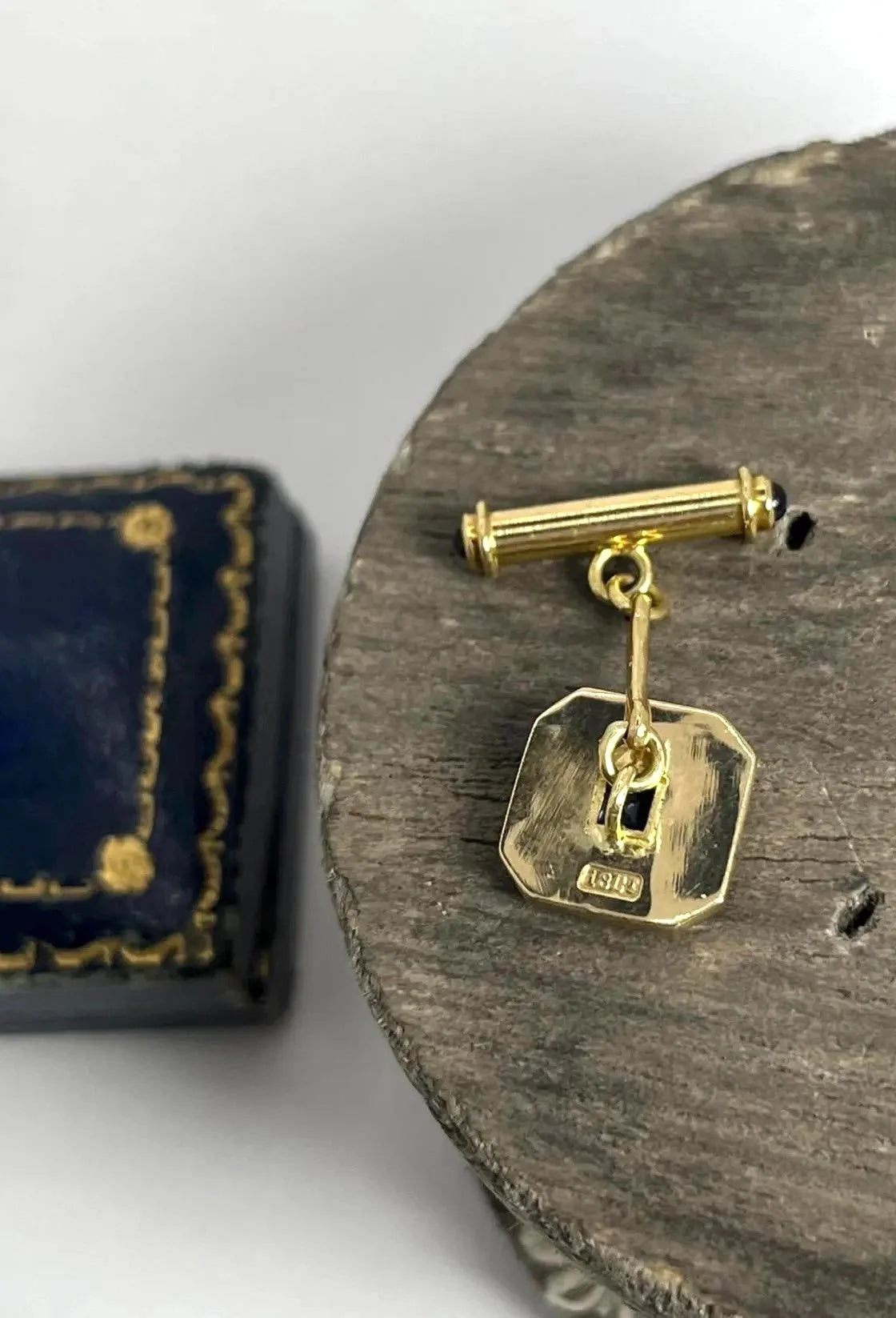 Art Deco 18 Carat Yellow Gold Sapphire Cufflinks, Circa 1920