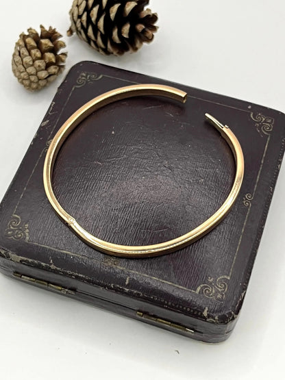 Vintage 1980's 18 Carat Rose Gold, Plain Hinged Bangle