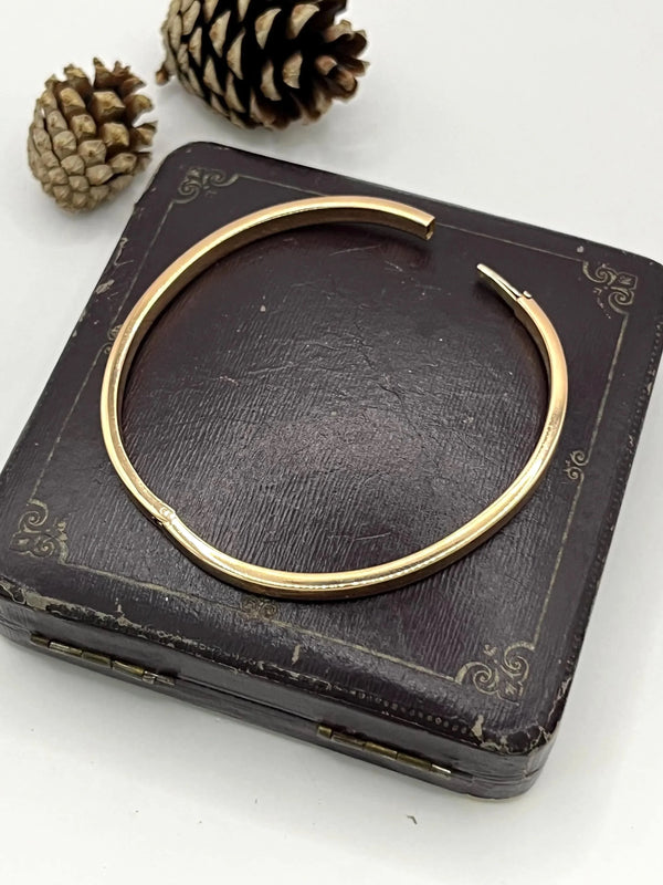 Vintage 1980's 18 Carat Rose Gold, Plain Hinged Bangle