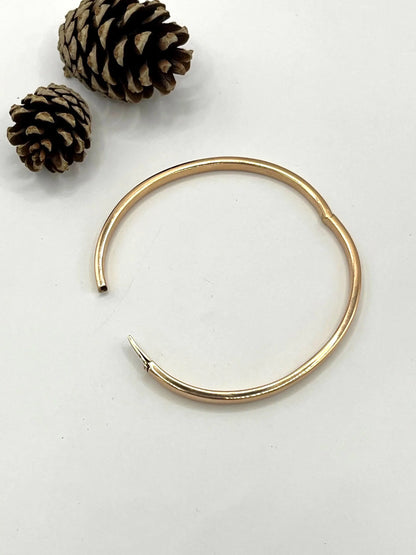 Vintage 1980's 18 Carat Rose Gold, Plain Hinged Bangle