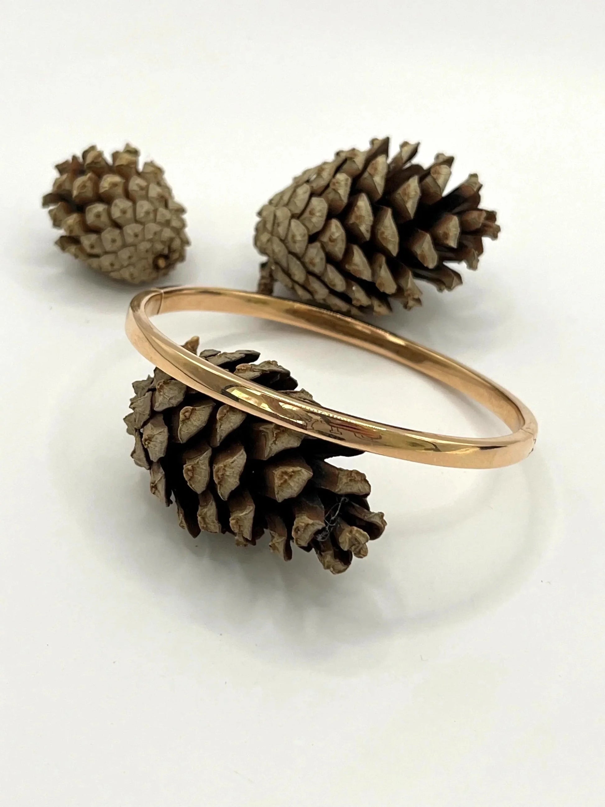 Vintage 1980's 18 Carat Rose Gold, Plain Hinged Bangle