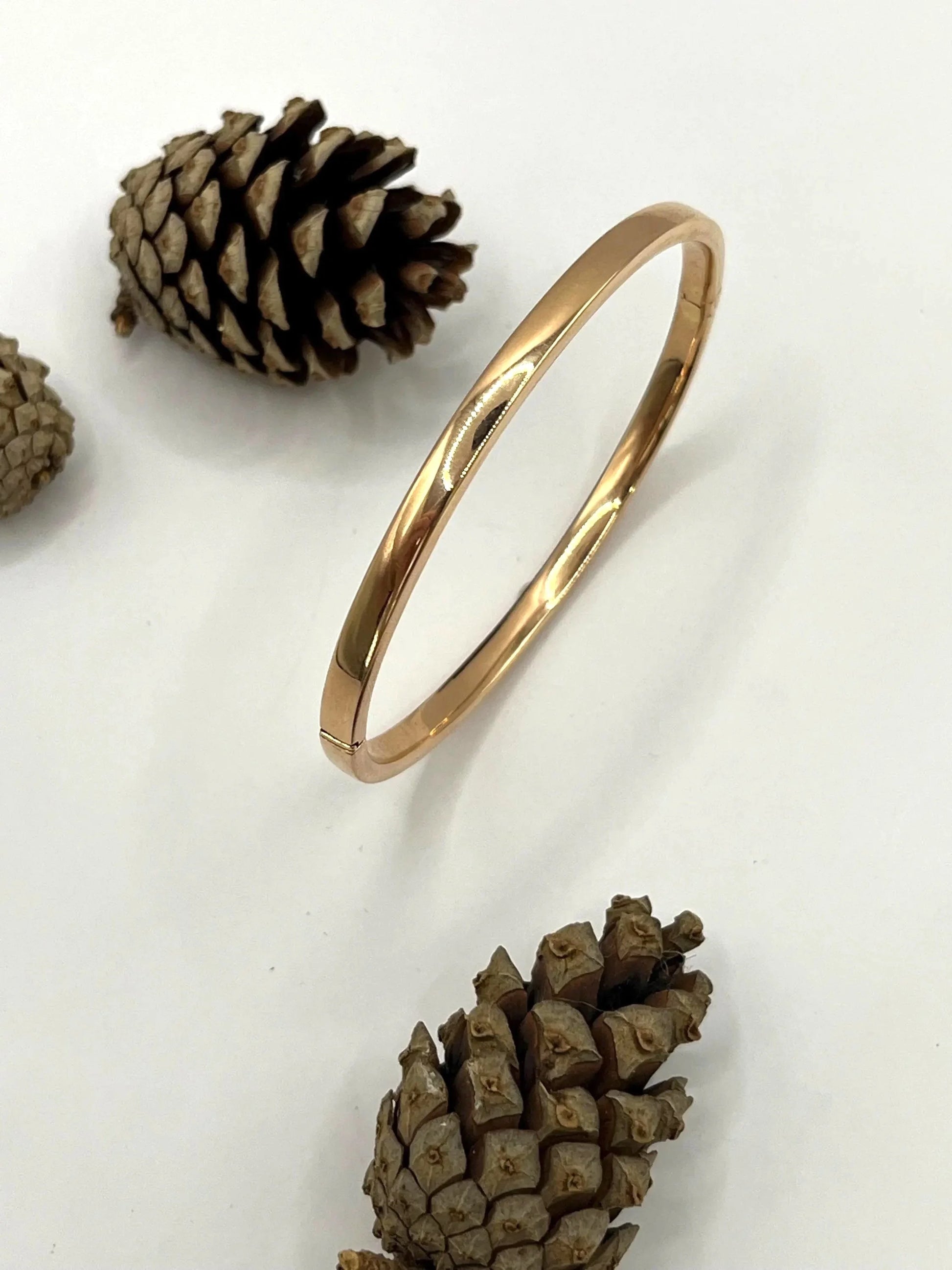 Vintage 1980's 18 Carat Rose Gold, Plain Hinged Bangle